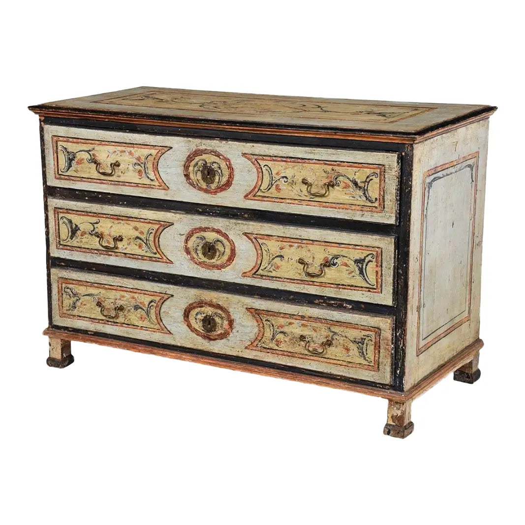 18th Century Italian Neoclassical Polychrome Painted Commode