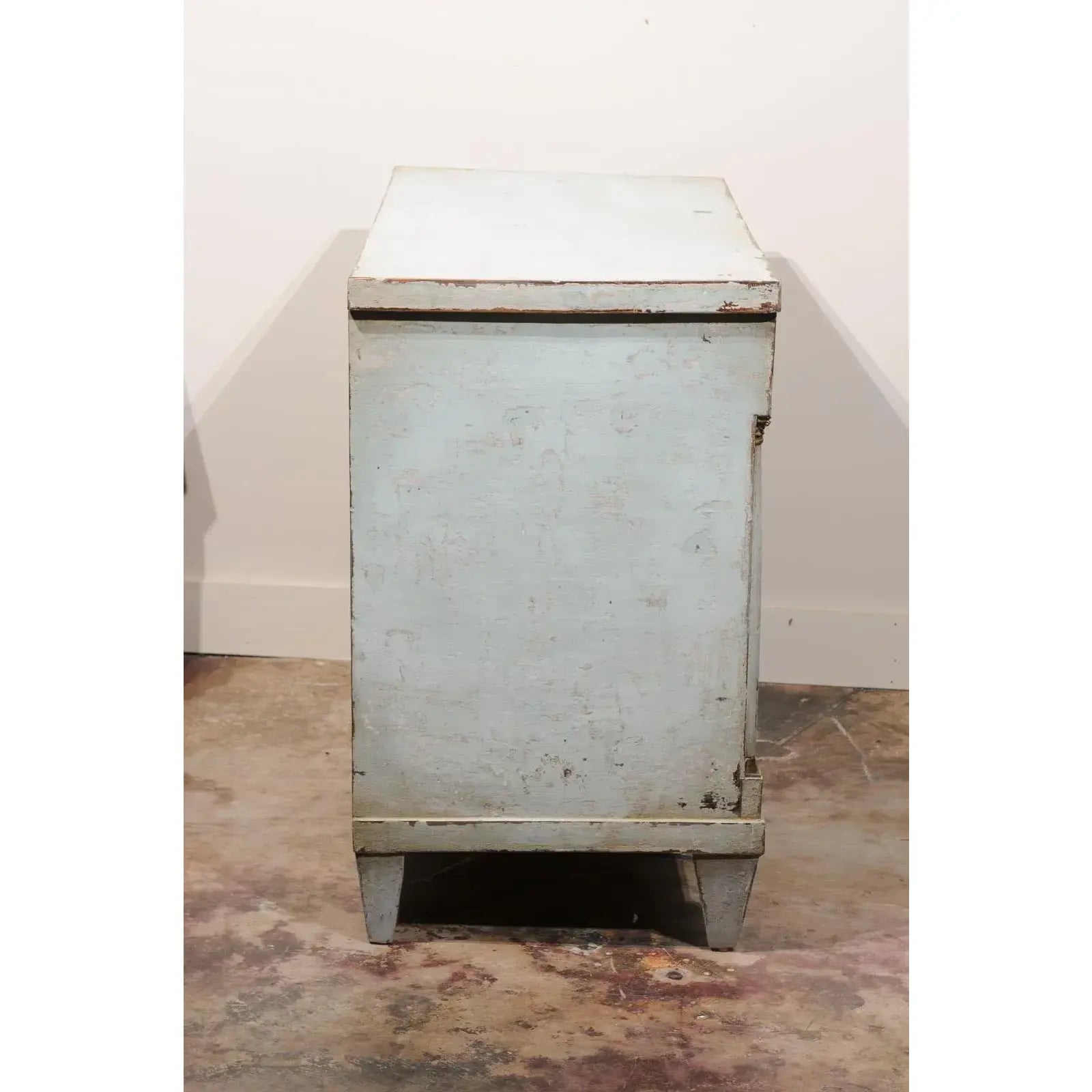 18th Century Painted French Empire Style 4 Drawer Commode in Pale Blue