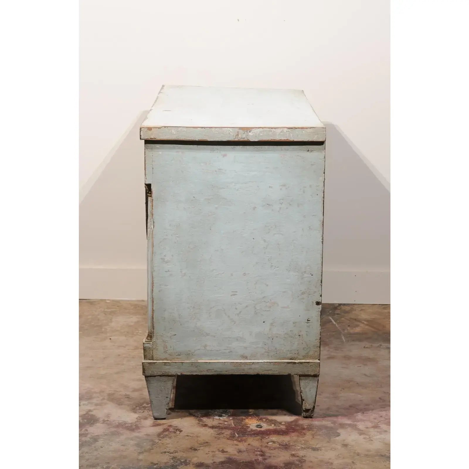 18th Century Painted French Empire Style 4 Drawer Commode in Pale Blue