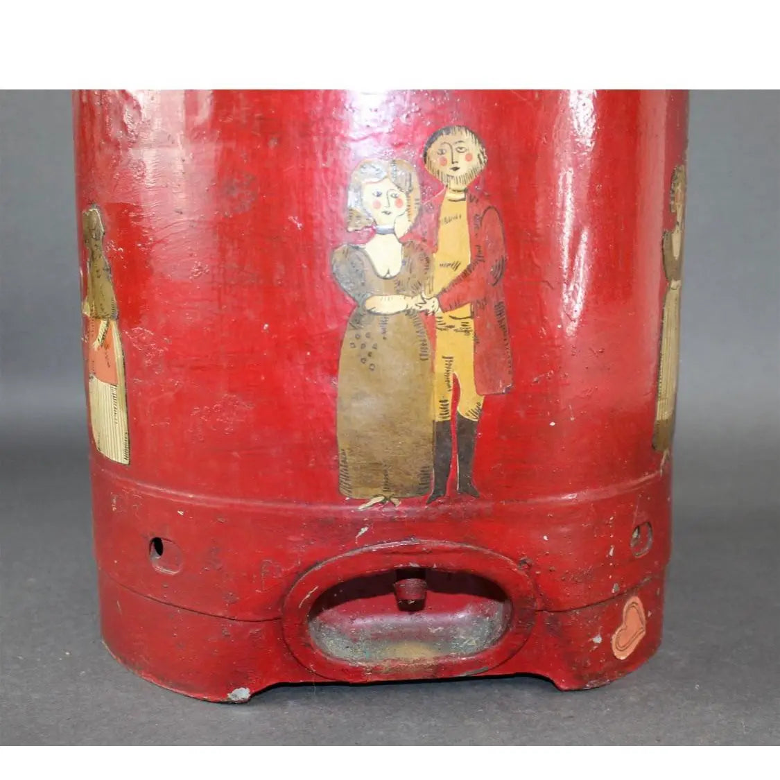 1920s Decoupage Folk Art Decorated Antique Dairy Farm Milk Jug
