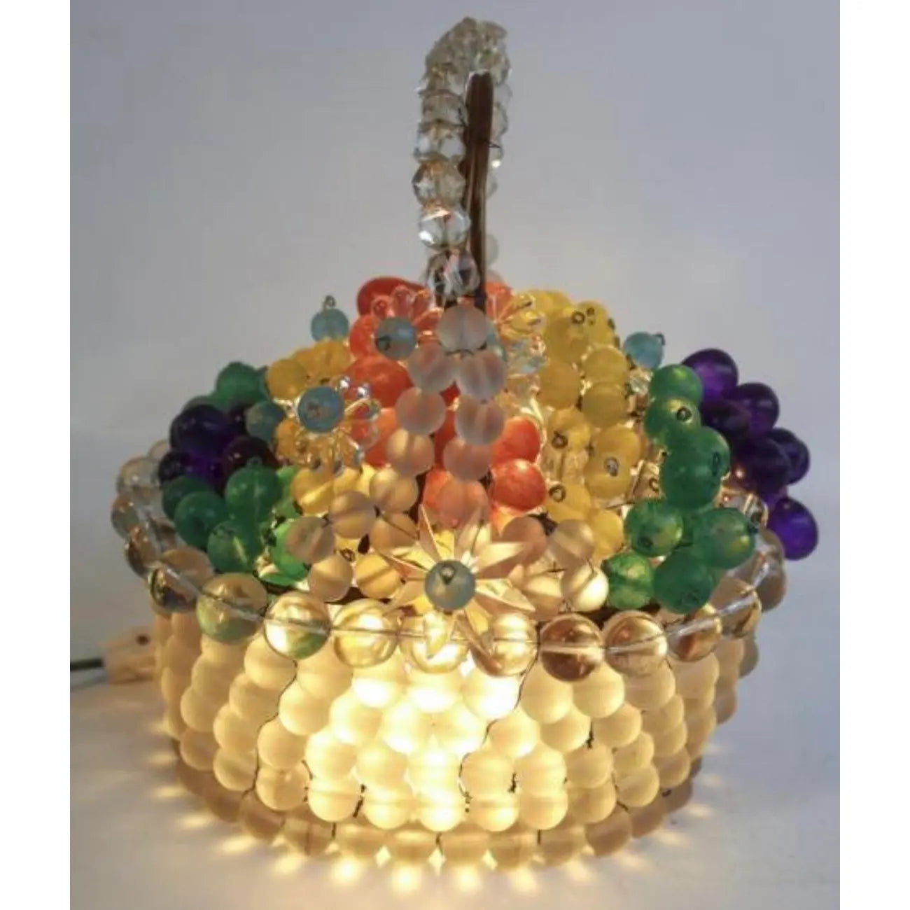1930s Czechoslovakian Art Glass Fruit Basket Lamp, Czech Glass