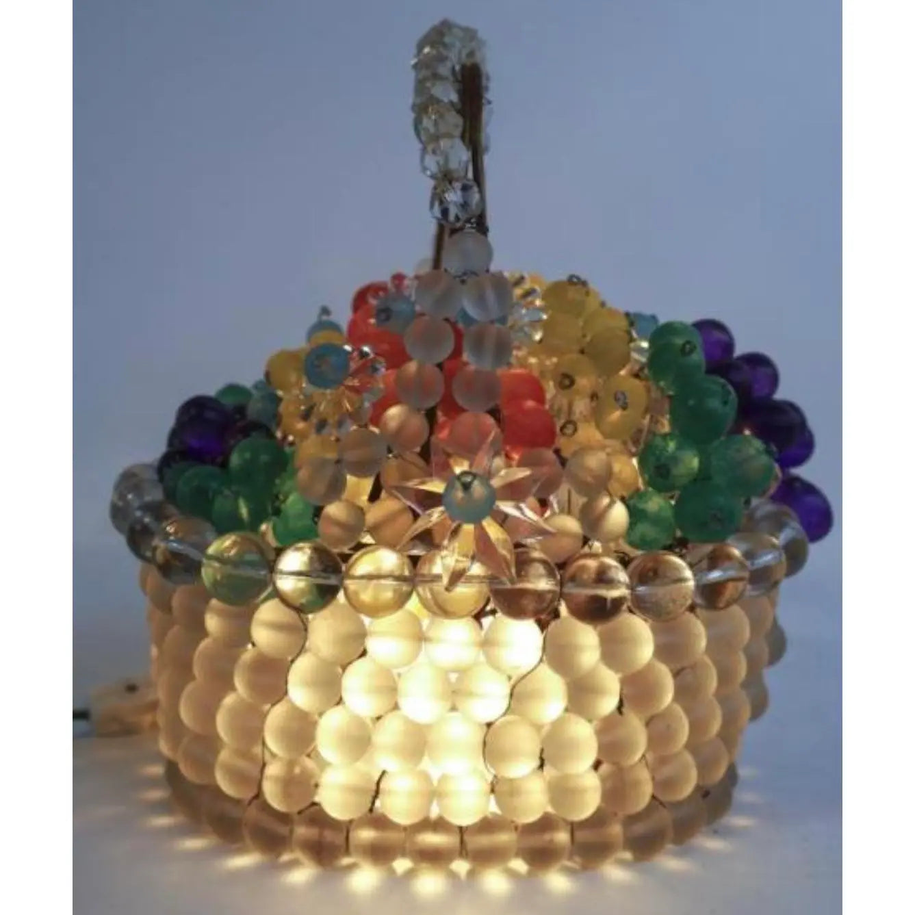 1930s Czechoslovakian Art Glass Fruit Basket Lamp, Czech Glass