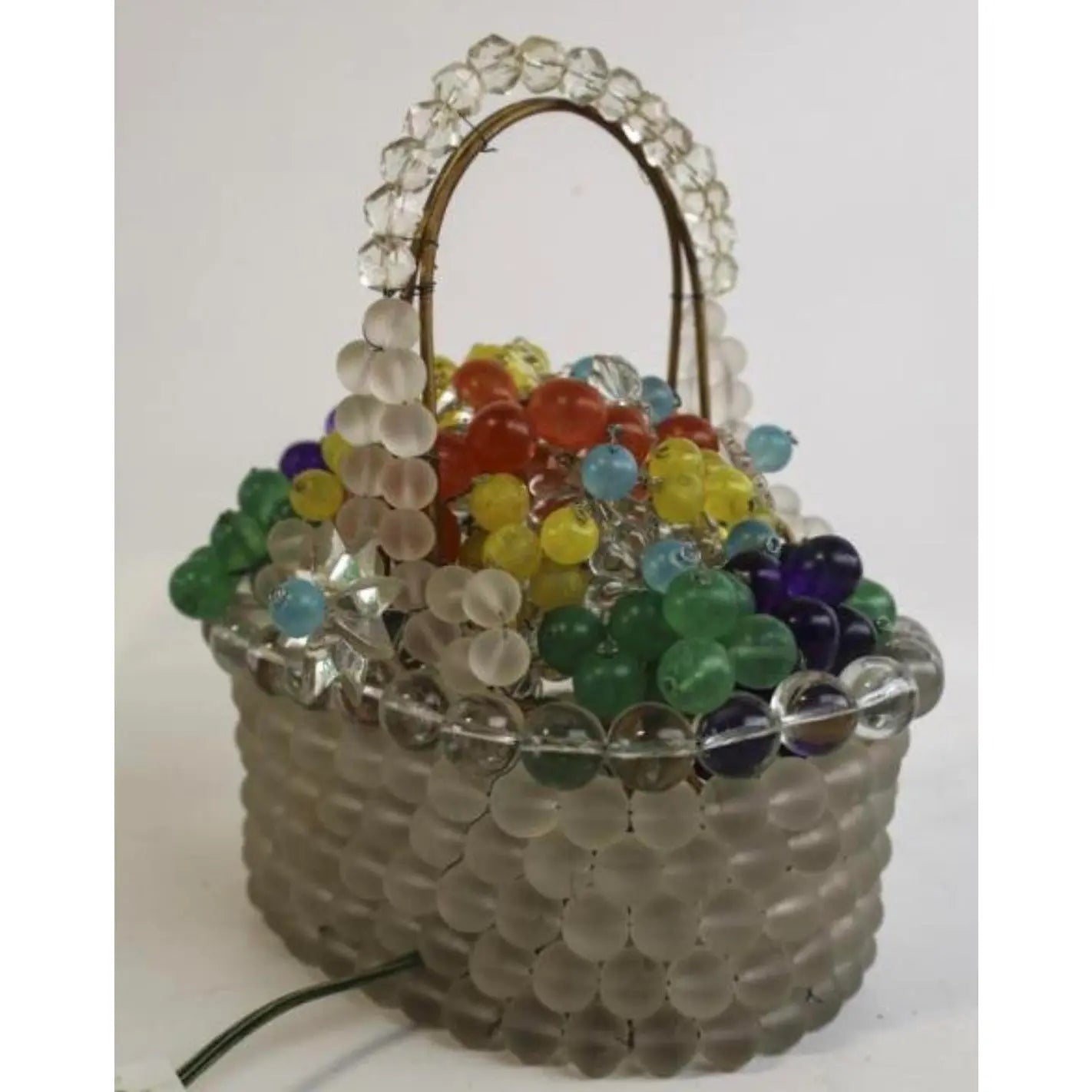 1930s Czechoslovakian Art Glass Fruit Basket Lamp, Czech Glass