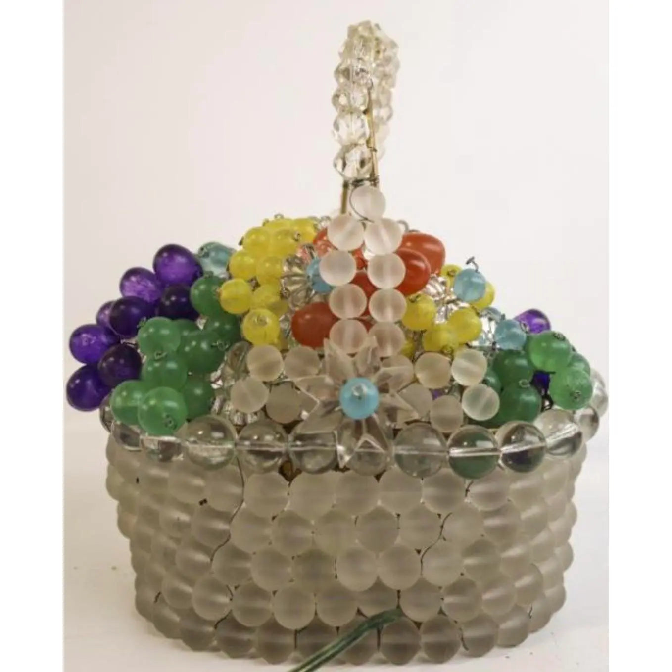 1930s Czechoslovakian Art Glass Fruit Basket Lamp, Czech Glass