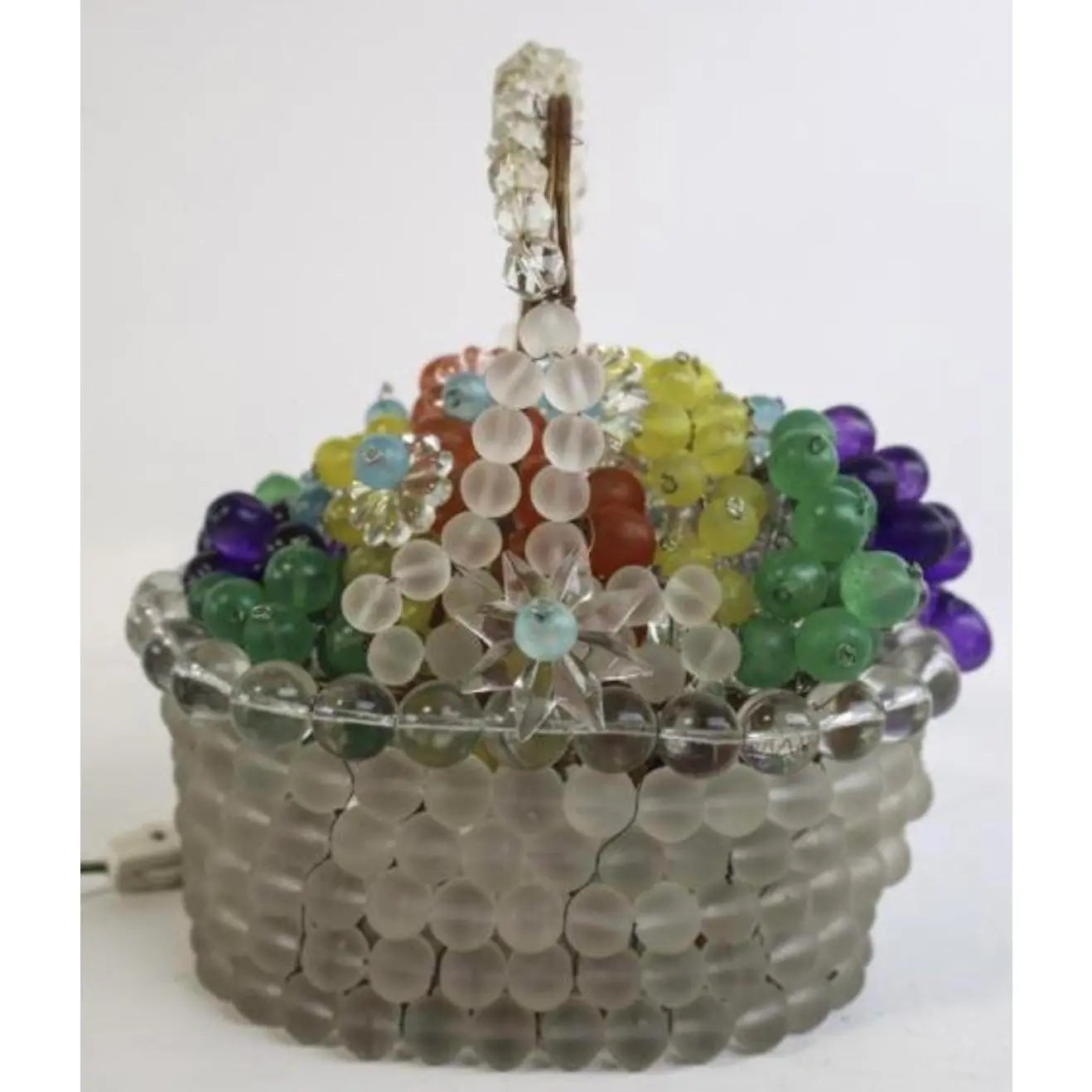 1930s Czechoslovakian Art Glass Fruit Basket Lamp, Czech Glass