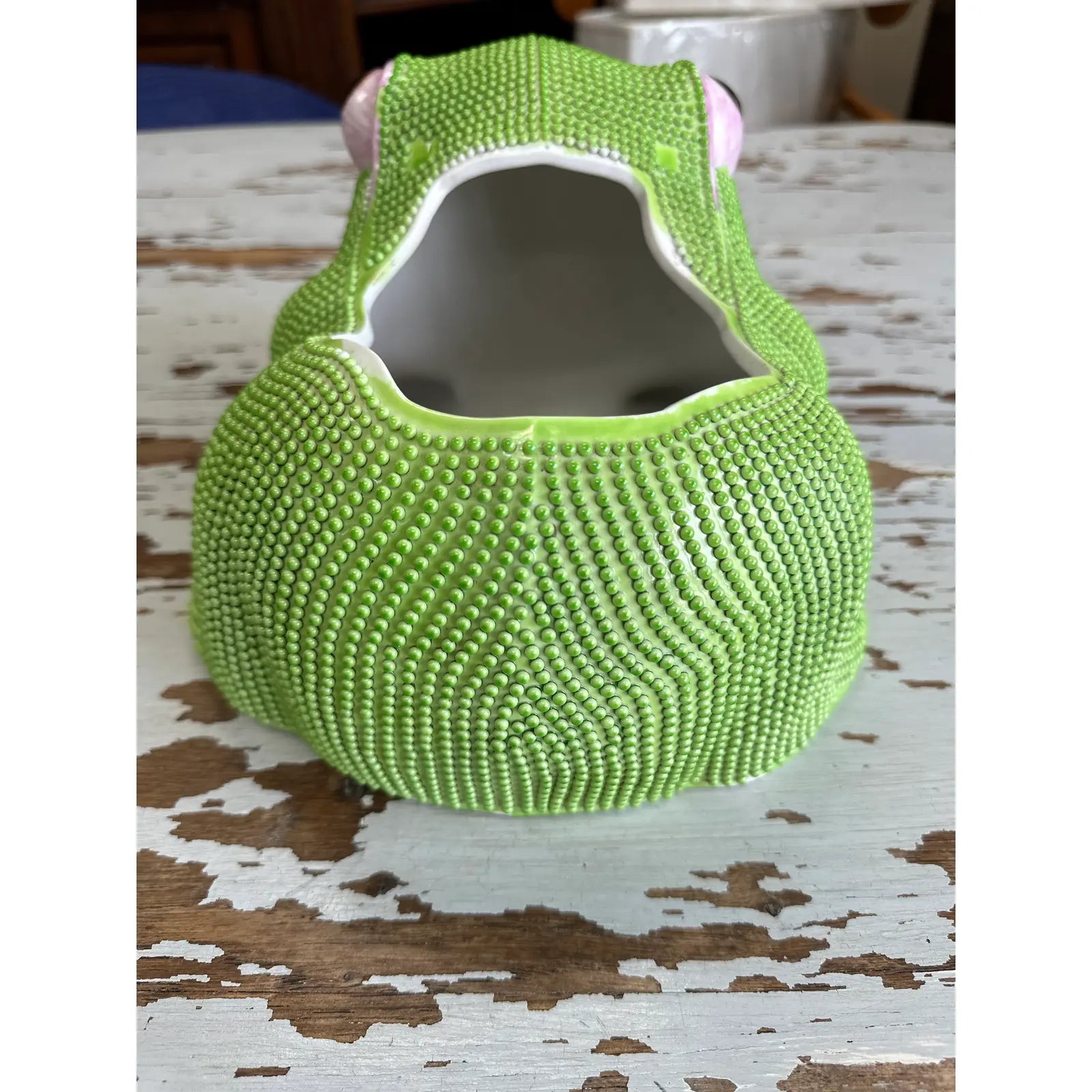 Antique Chinese Large Porcelain Green Frog Planter Cachepot