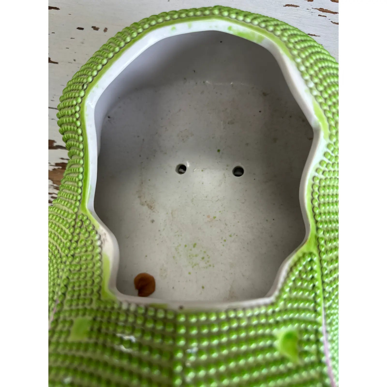 Antique Chinese Large Porcelain Green Frog Planter Cachepot