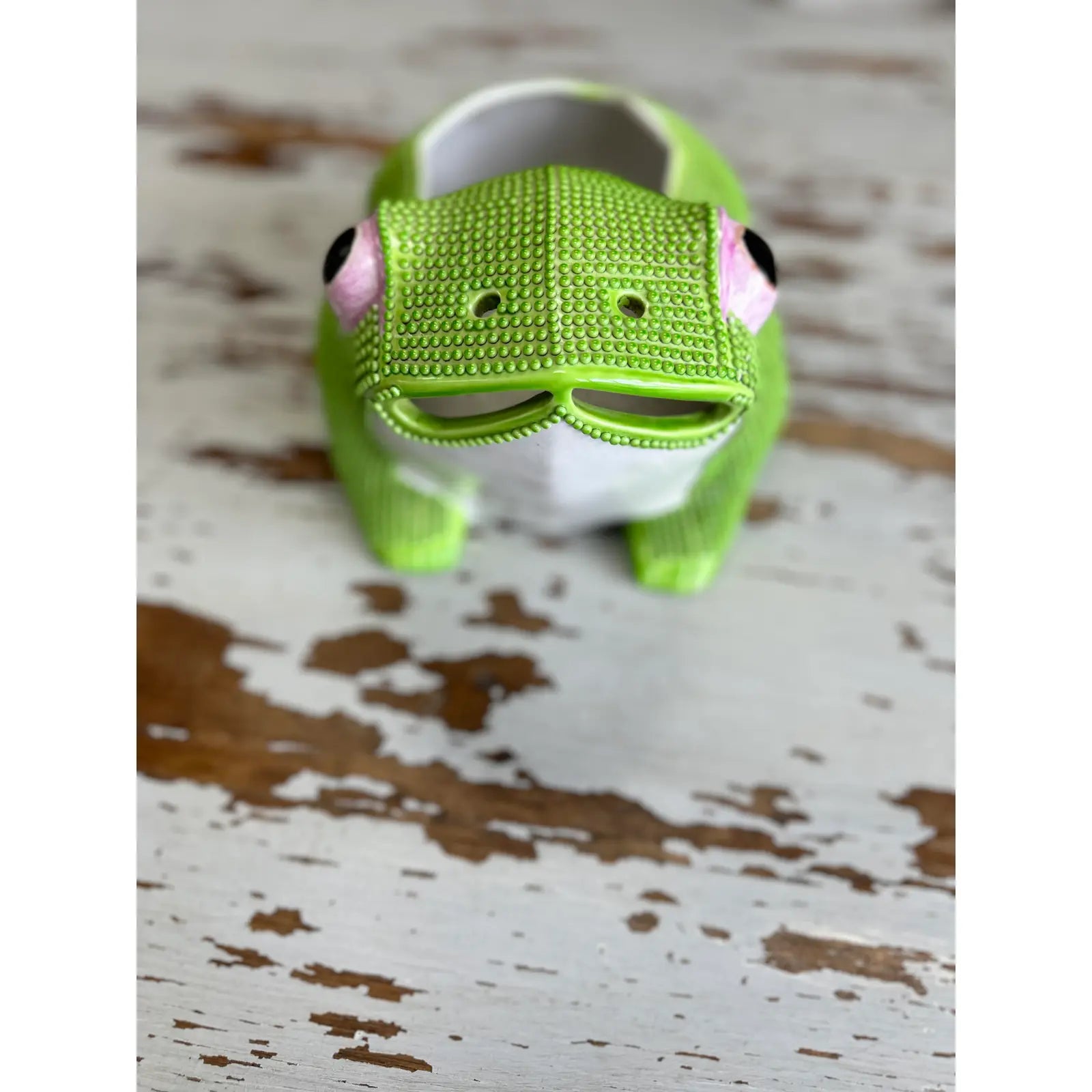 Antique Chinese Large Porcelain Green Frog Planter Cachepot