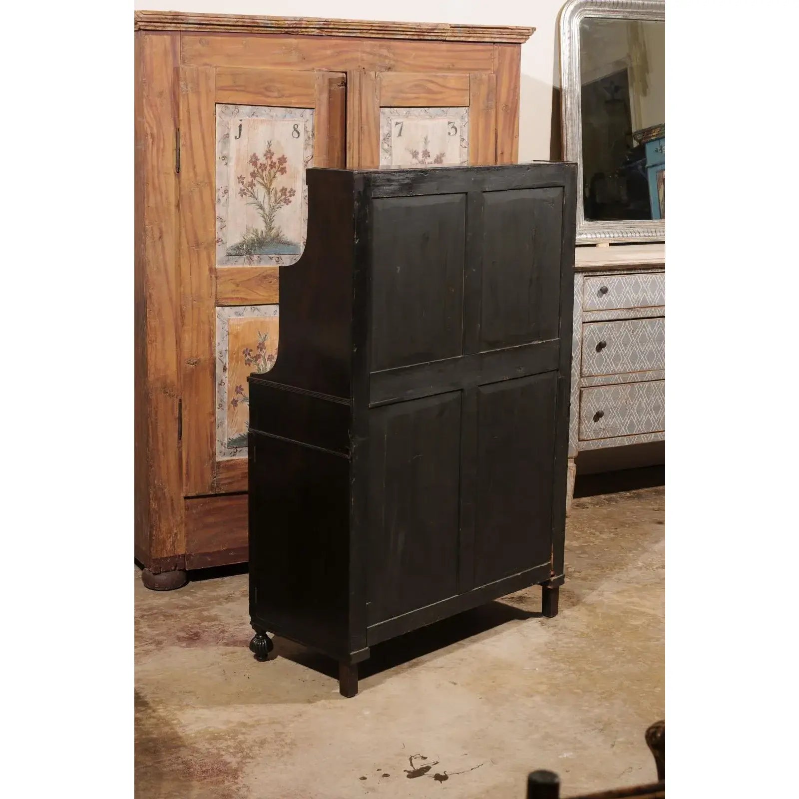 Early 19th Century English Regency Period Chiffonnier Cabinet Waterfall With Brass Fittings