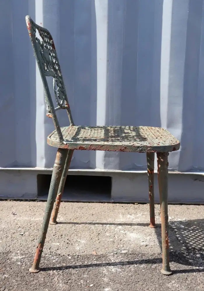 Vintage Figural Cast Iron Patio Garden Chairs Child with Sheep - set of 4