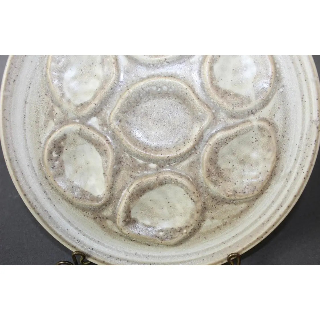 Vintage French Stoneware Oyster Plates- Set of 9