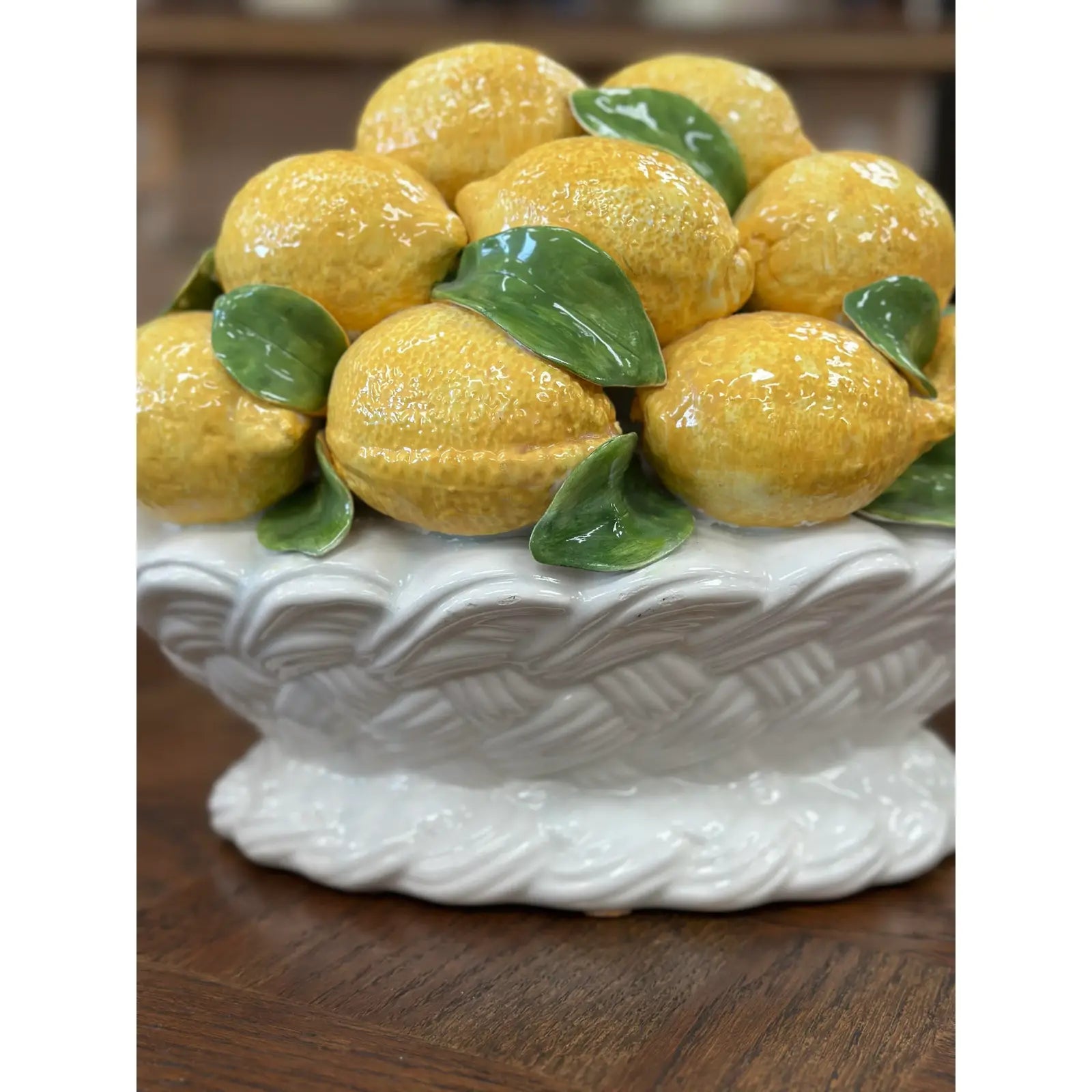 Vintage Italian Lemon Ceramic Glazed Centerpiece Topiary