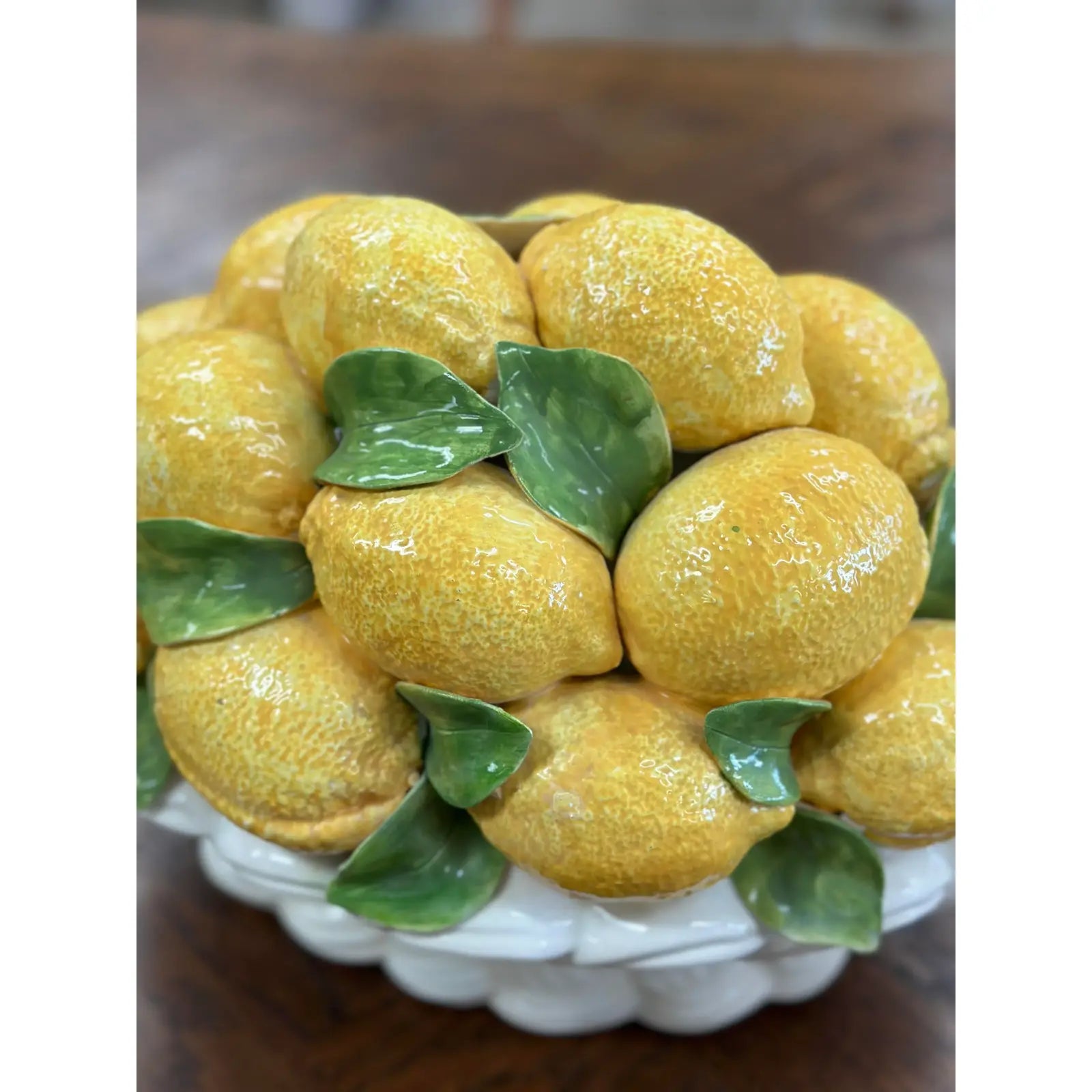 Vintage Italian Lemon Ceramic Glazed Centerpiece Topiary