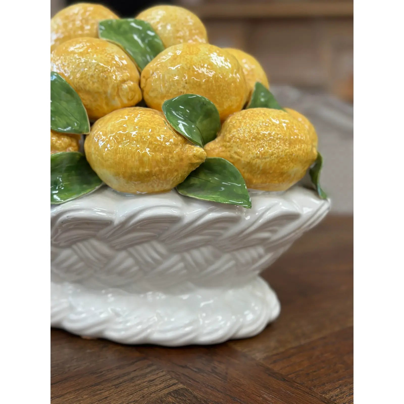 Vintage Italian Lemon Ceramic Glazed Centerpiece Topiary