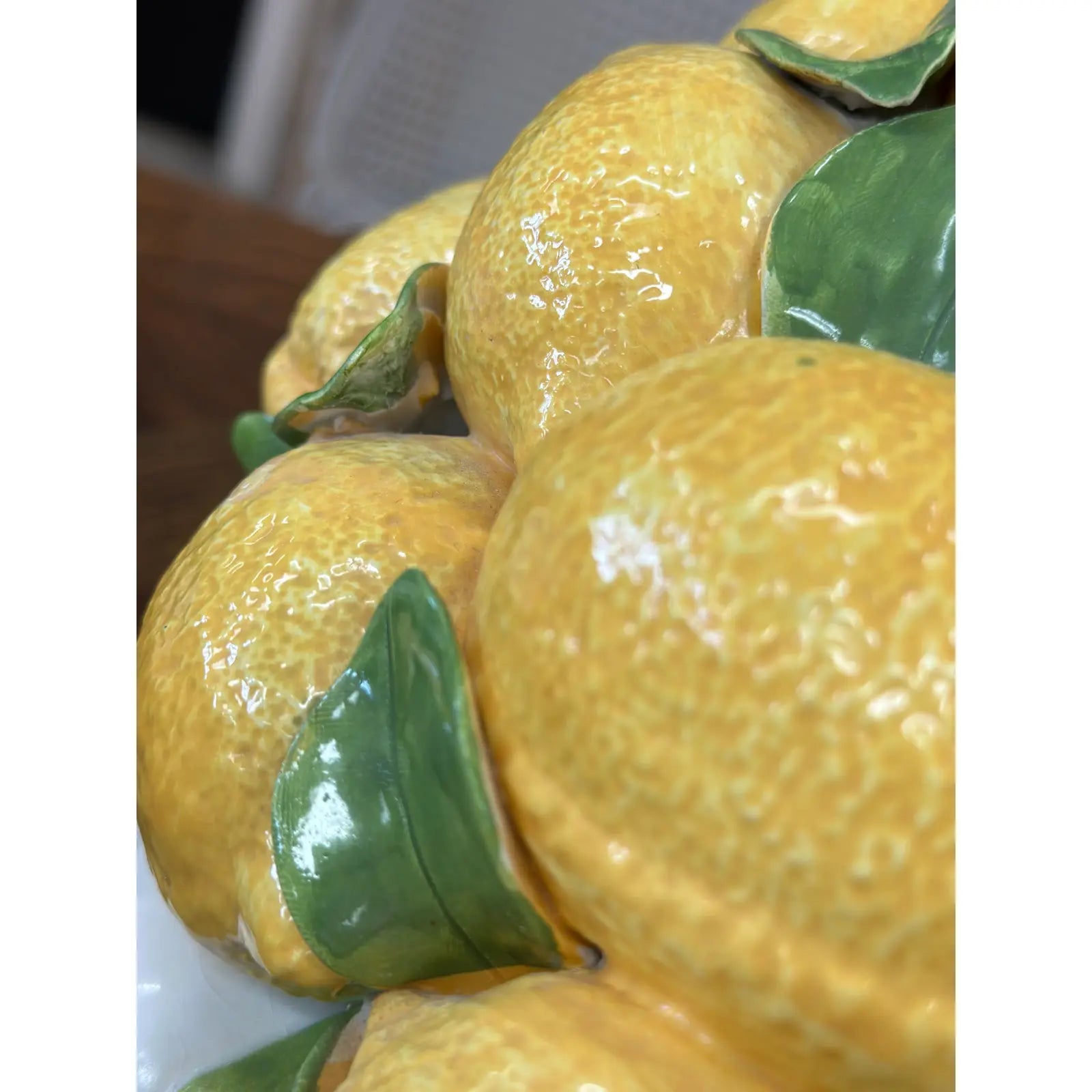 Vintage Italian Lemon Ceramic Glazed Centerpiece Topiary