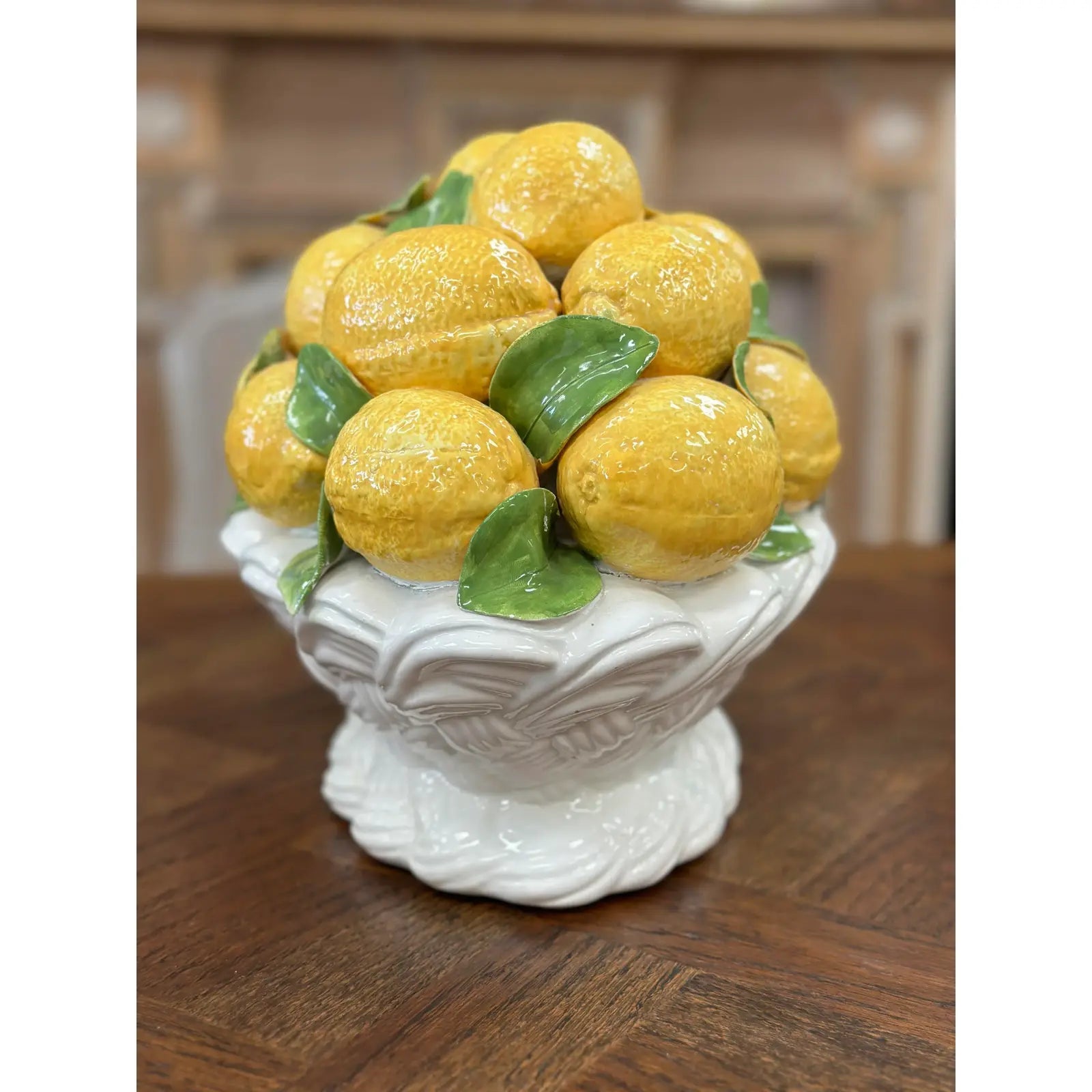 Vintage Italian Lemon Ceramic Glazed Centerpiece Topiary
