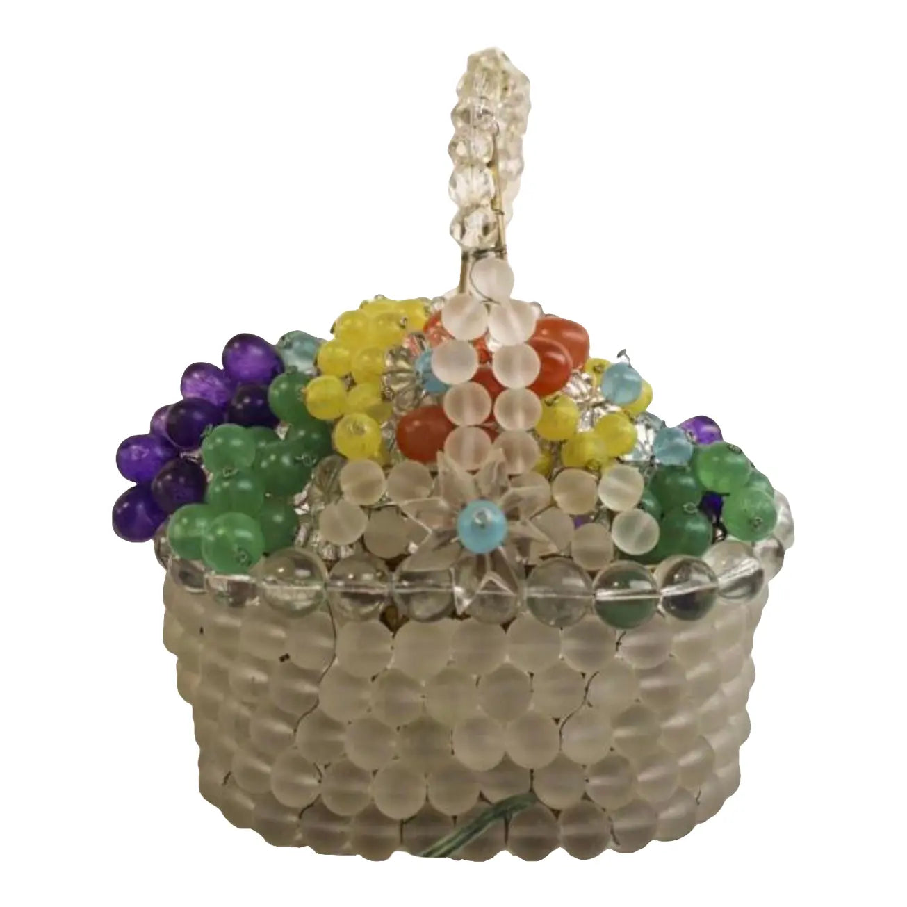 1930s Czechoslovakian Art Glass Fruit Basket Lamp, Czech Glass