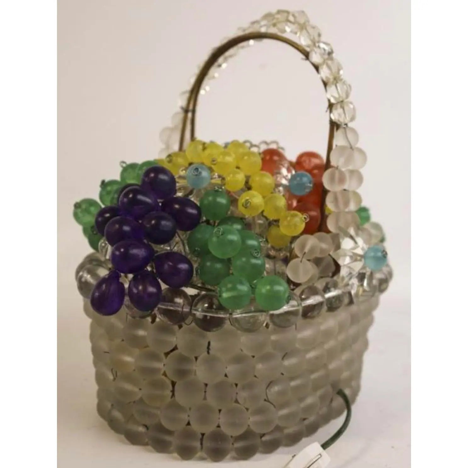 1930s Czechoslovakian Art Glass Fruit Basket Lamp, Czech Glass