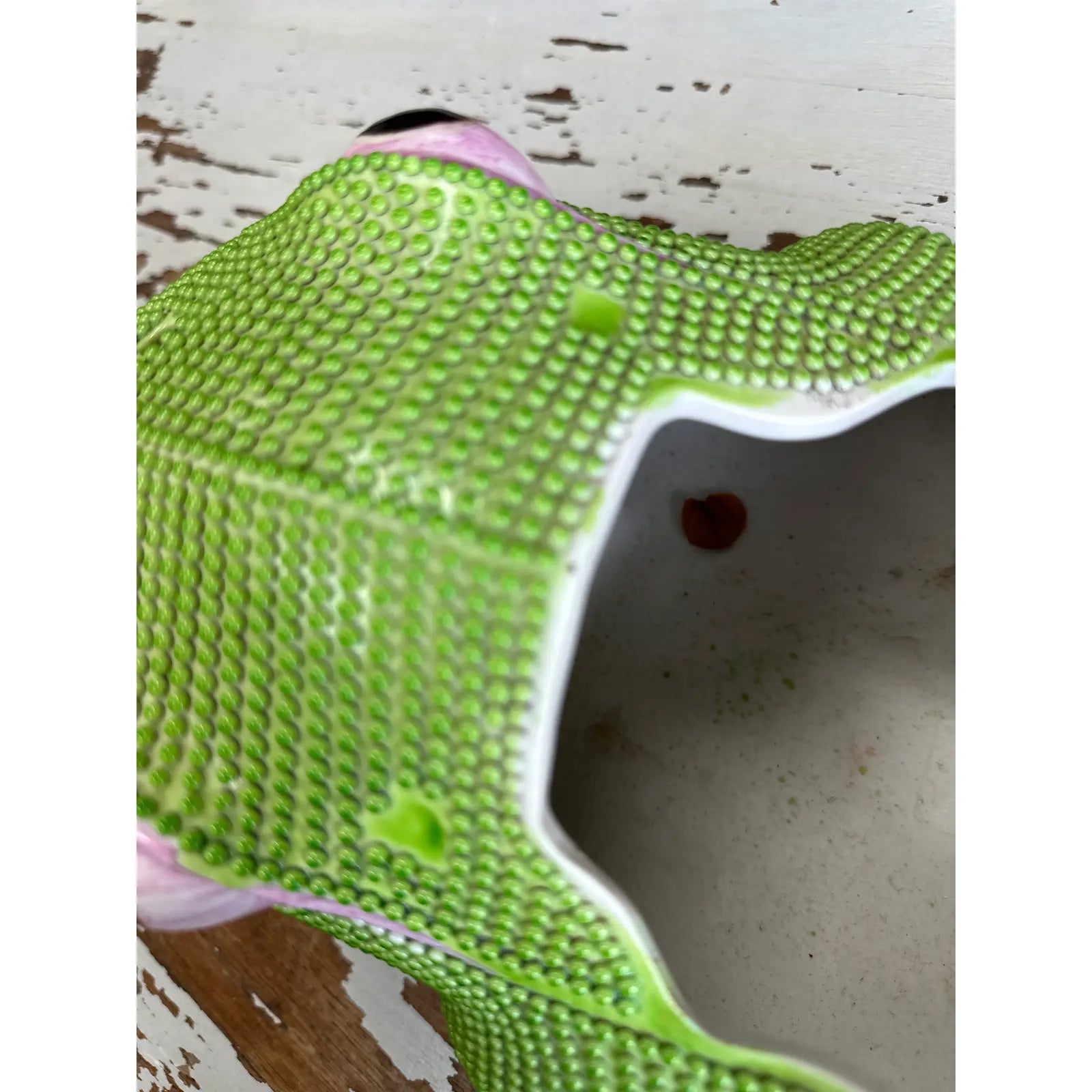 Antique Chinese Large Porcelain Green Frog Planter Cachepot