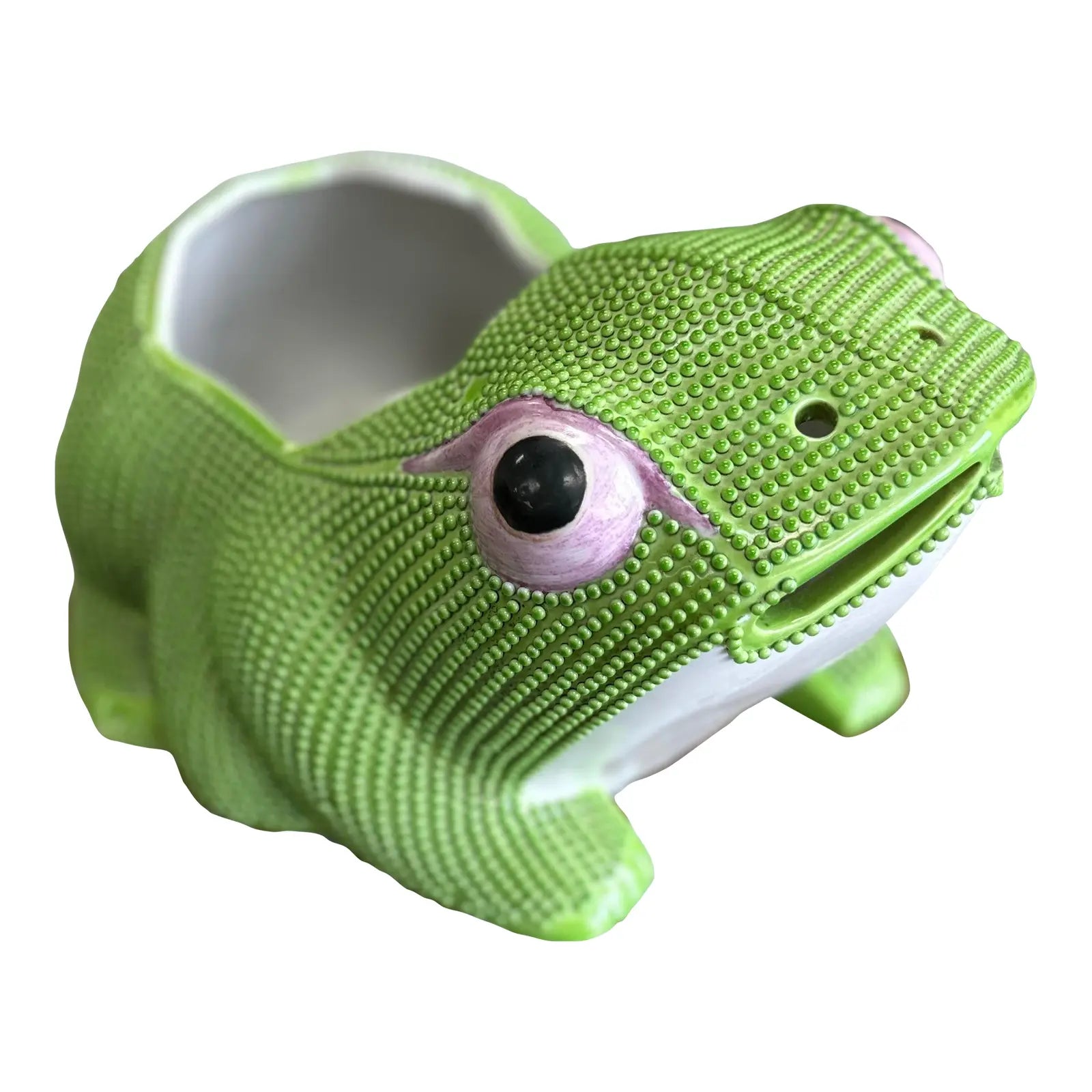 Antique Chinese Large Porcelain Green Frog Planter Cachepot