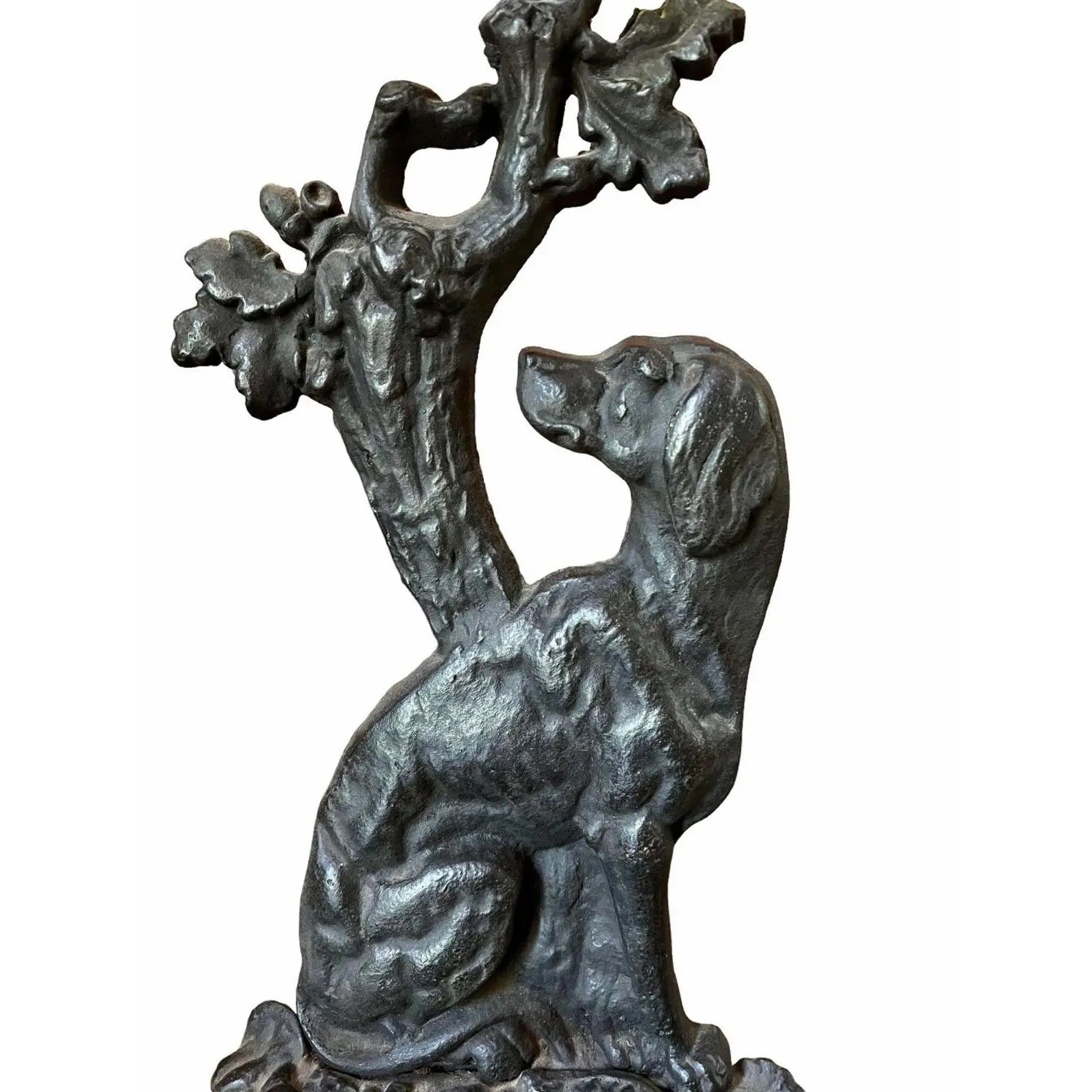 Early 1900s English Cast Iron Umbrella Stand, Dog Motif