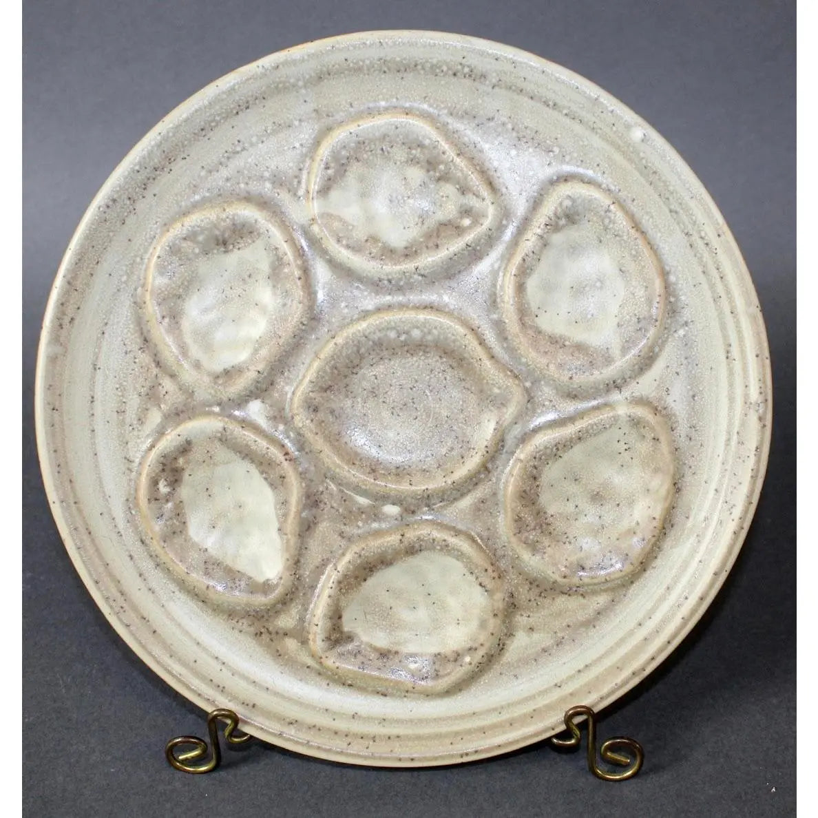Vintage French Stoneware Oyster Plates- Set of 9