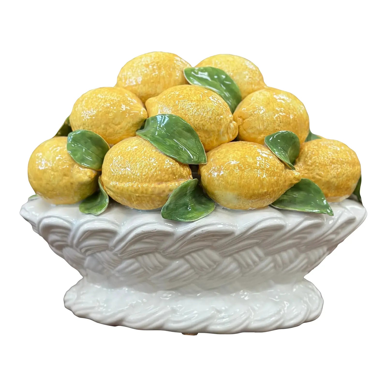 Vintage Italian Lemon Ceramic Glazed Centerpiece Topiary